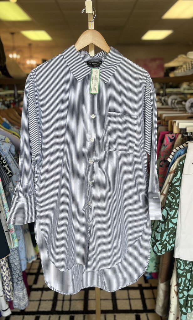 18 Centimeters - Blue & White Striped Button Down Dress