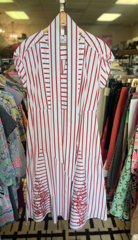 Chico's - Embroidered Godet Striped Maxi in Alabaster