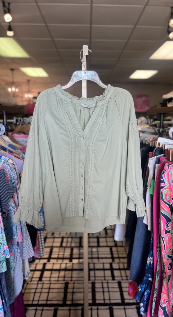 Liverpool Los Angeles - Button Down LS Green Top