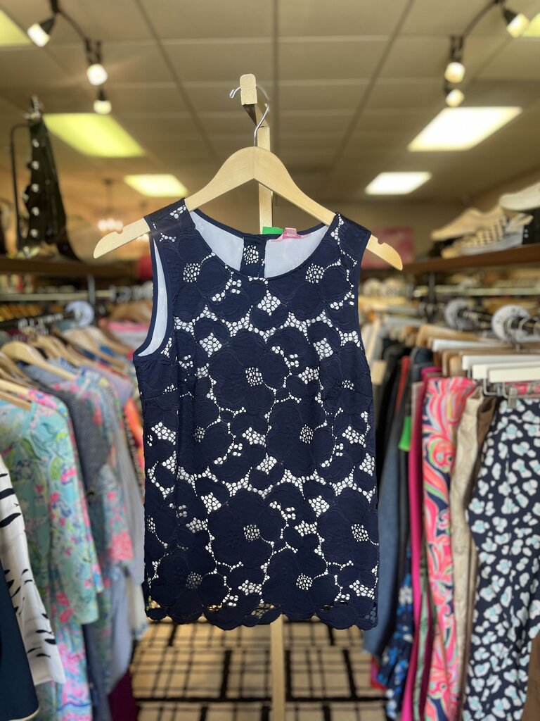 Lilly Pulitzer -Iona Lace Shell Top in True Navy