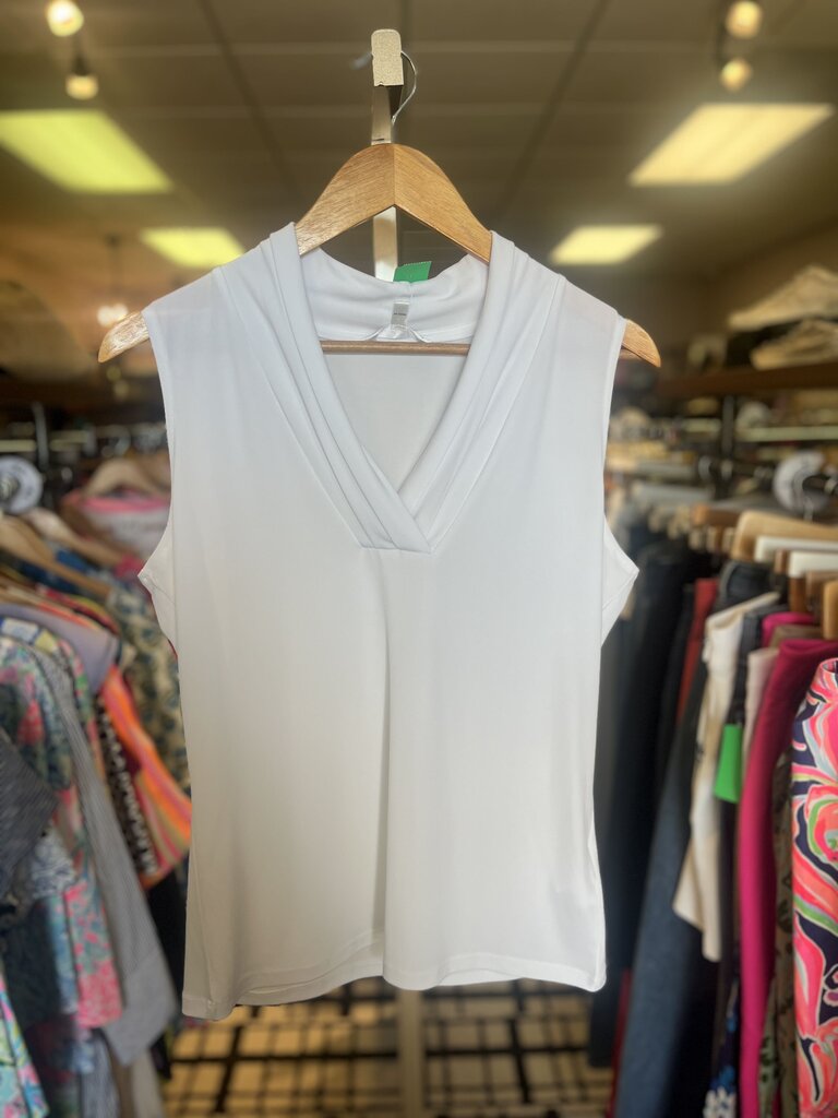 Brooks Brothers - White Sleeveless V-Neck Top