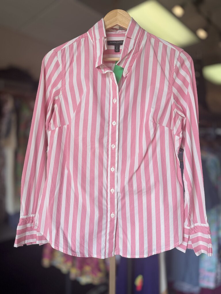 Banana Republic - Striped Button Down Shirt - Pink