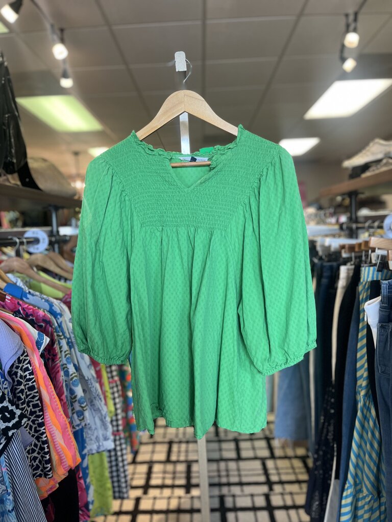 Michelle Mcdowell - LS Smocked Top - Green