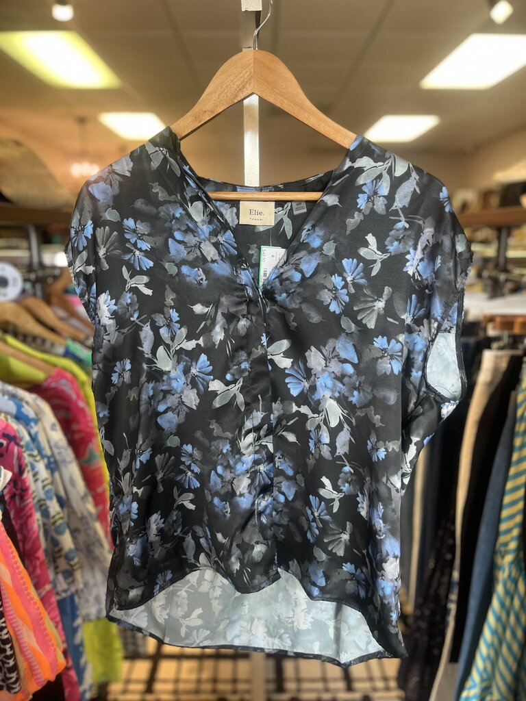 Elie Tahari - Satin Blend Floral Top -