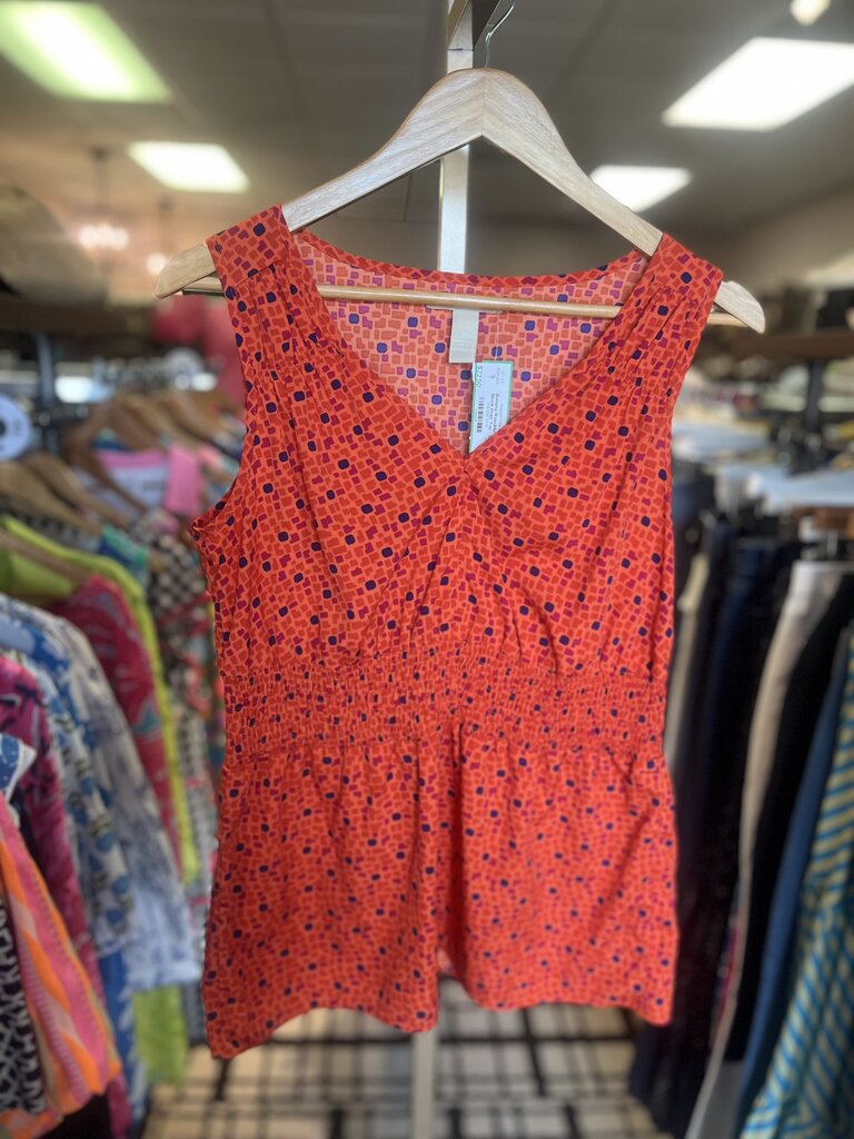 Banana Republic - Sleeveless Block Print Top - Orange