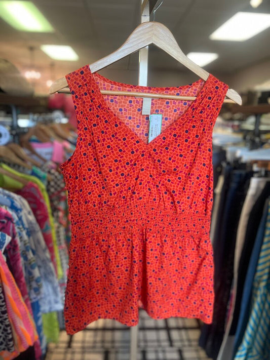 Banana Republic - Sleeveless Block Print Top - Orange