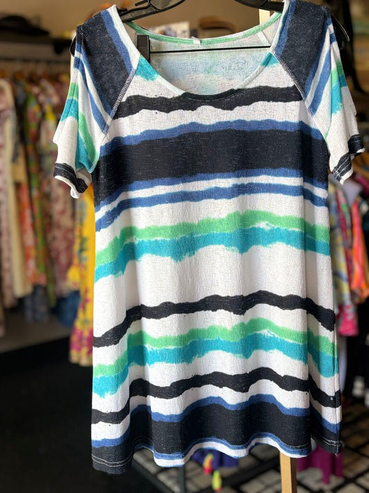 Lulu B - Knit Striped Cold Shoulder Top