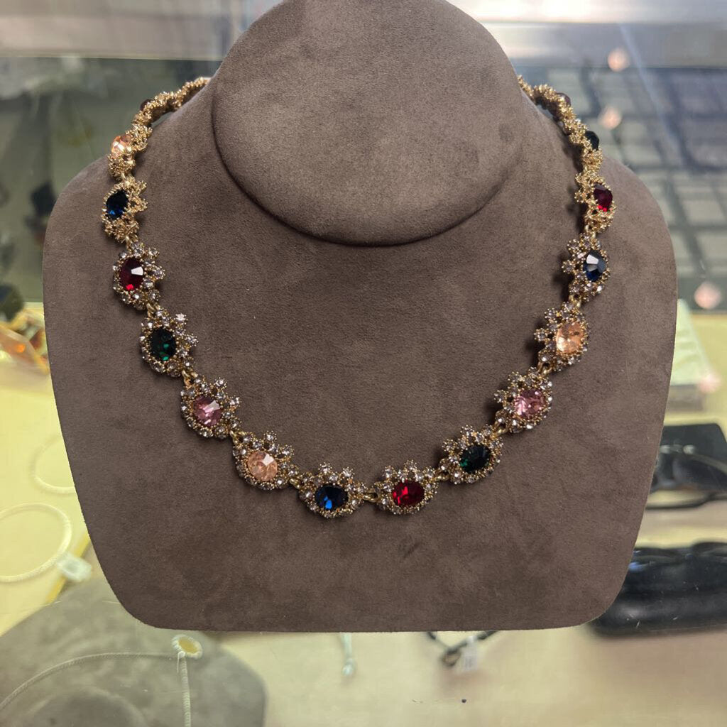 Talbots - Gold Floral Link Gemstone Necklace