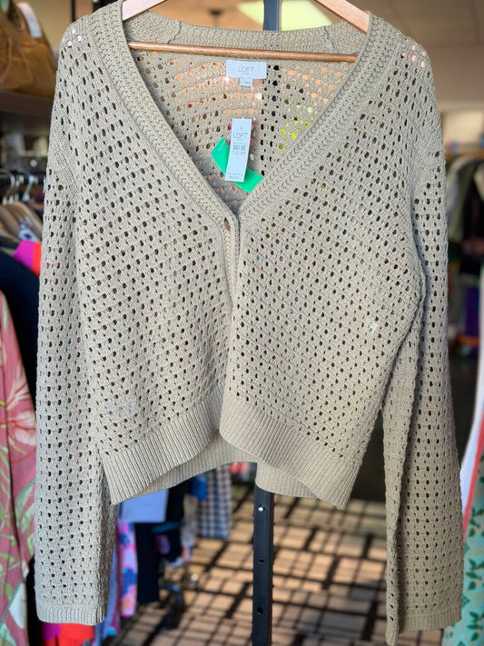 LOFT NWT - Woven Cardigan - Natural