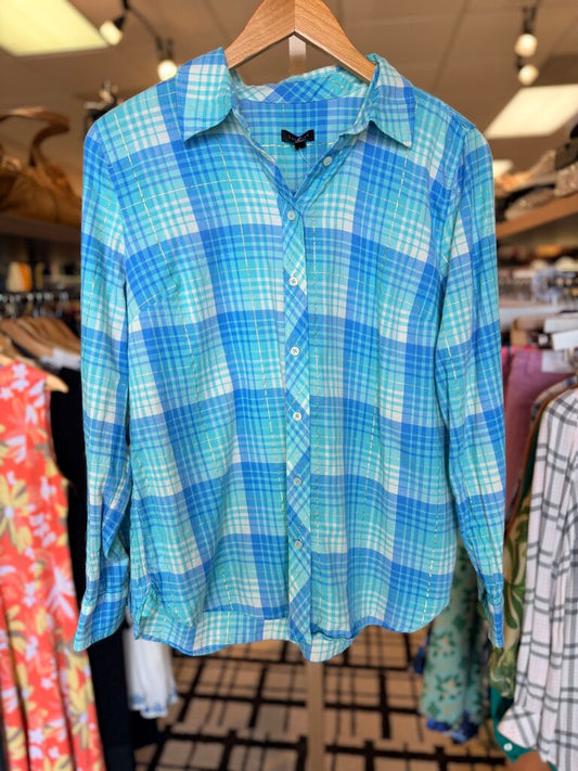 Talbots Plaid Button Down - Blue