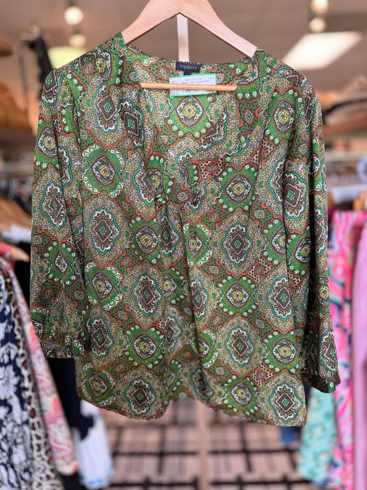 Talbots - Silky Paisley Print Blouse - Green