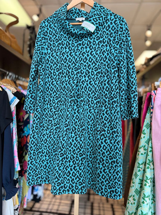Tyler Boe-Cowlneck Sweater Dress - Zebra Print
