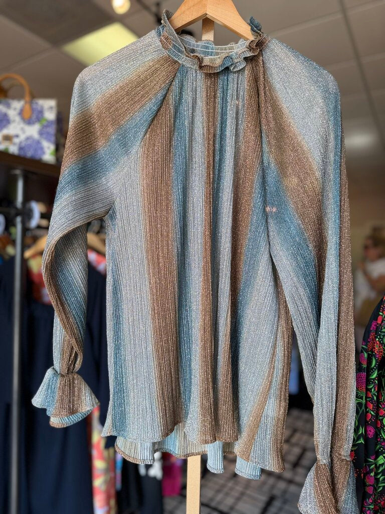 Karlie- NWT Metallic Smock Neck Top