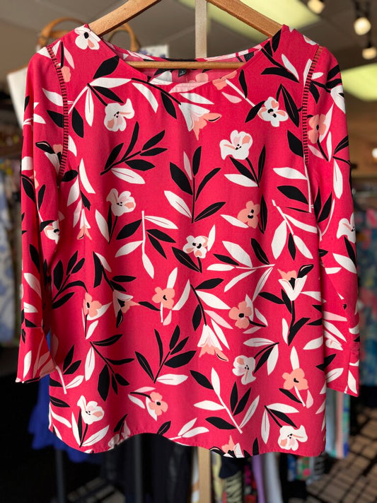 Talbots - Floral Blouse - Coral