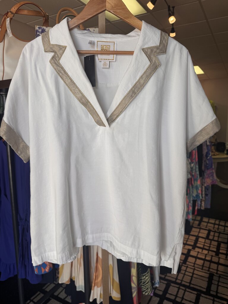 Emily McCarthy - Poppy Pullover in White/Gold