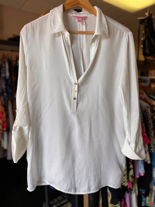 Lilly - Everglades Popover Blouse - White