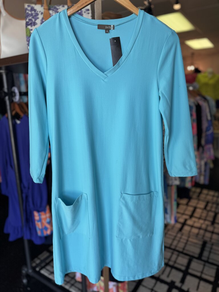 JudyP - LS UPF50+ Pocket Dress - Aqua