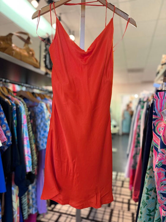Zara NWT - Satin Blend Strappy Blouse - Persimmon