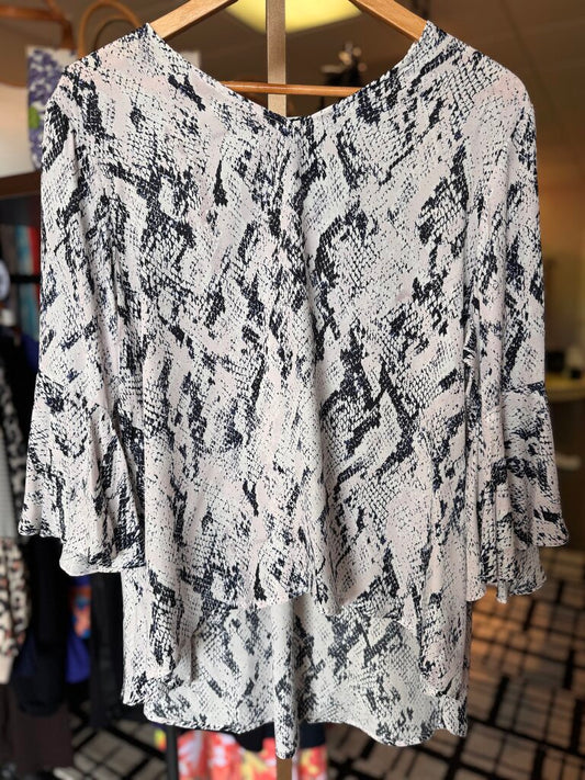 LaRoque - Silk Blend Snakeskin Tunic with Flutter Sleeve