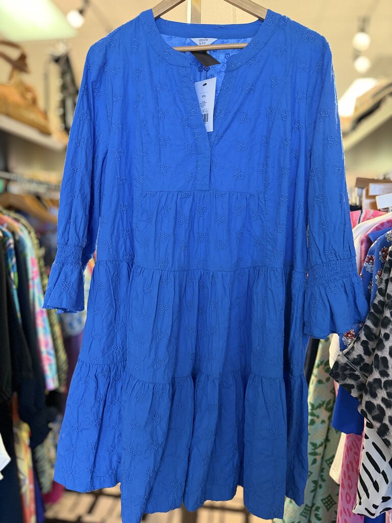 Crown & Ivy NWT - Tiered Eyelet Swing Dress - Blue