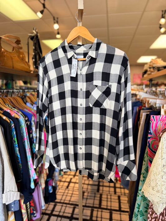 J.Jill - Buffalo Plaid LS Soft Knit Top -