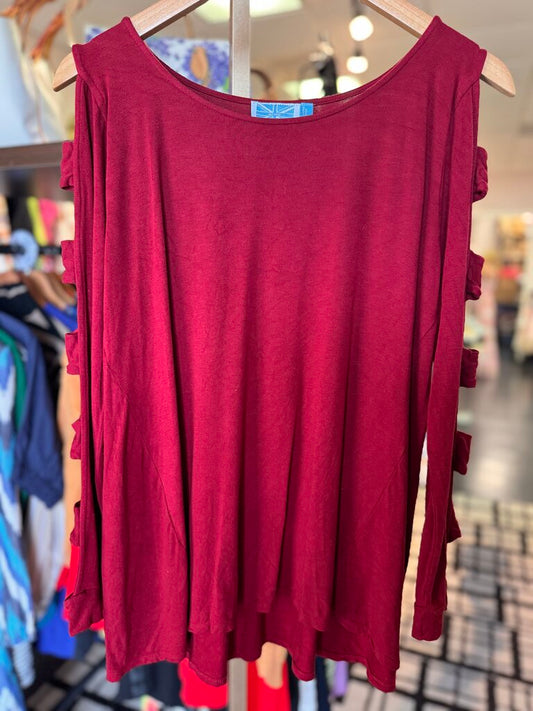 Survival - Long Sleeve Top w/ Cutout Detail - Red