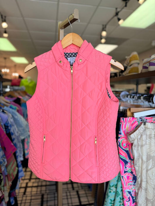 Crown & Ivy - Quilted Puffer Vest - Salmon
