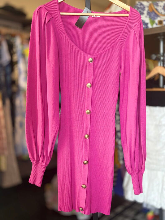 Flying Tomato - Holding it Down Sweater Mini Dress- Pink