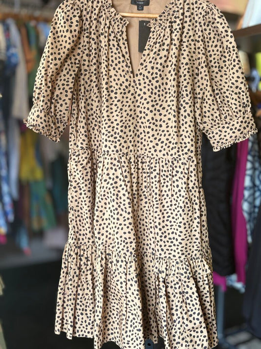 J.Crew - SS Tiered Dress in Leopard Dot