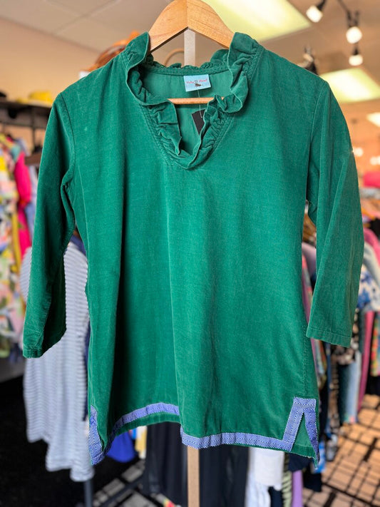 VTG H&H - Corduroy Ruffleneck Top - Green