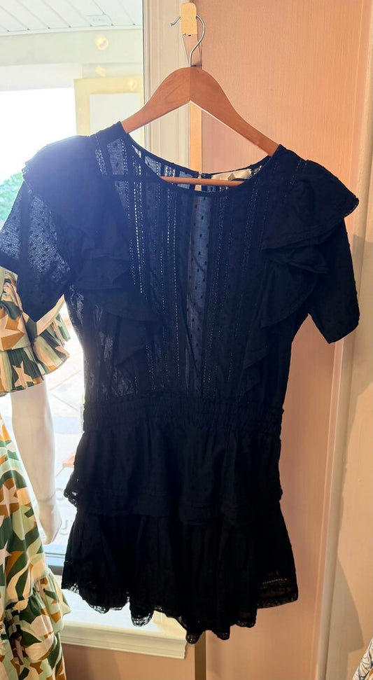 LoveShackFancy - Natasha Ruffle Tiered Mini Dress - Black