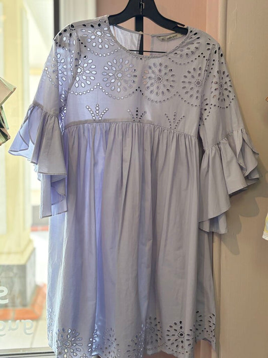 Zara - Eyelet Babydoll Dress - Lt Blue