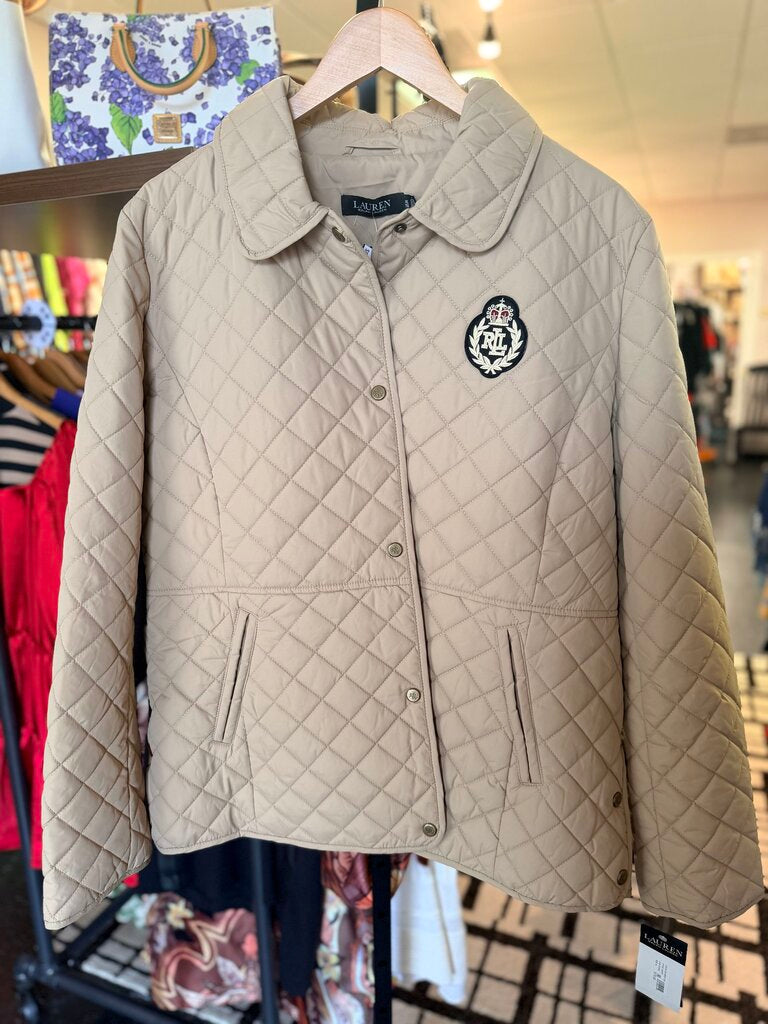 LRL NWT - Quilted Logo Jacket - Tan