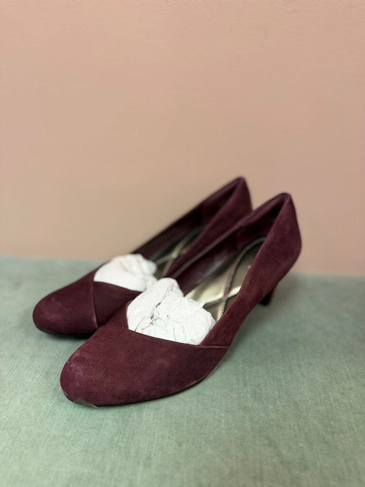 Easy Spirit - Suede Block Heel Pumps - Wine