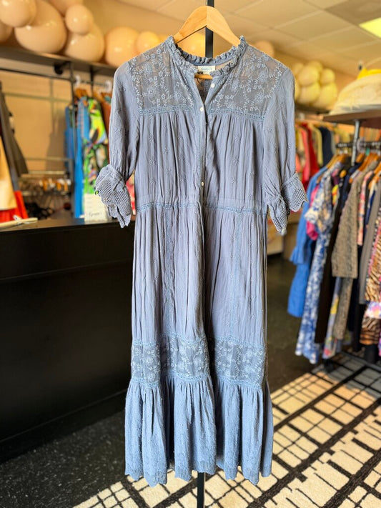 VTG Sundance - Button Down Midi Dress - Dusty Blue