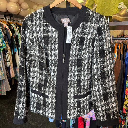 Chico's - Tweed Zip Up Jacket - Black/White