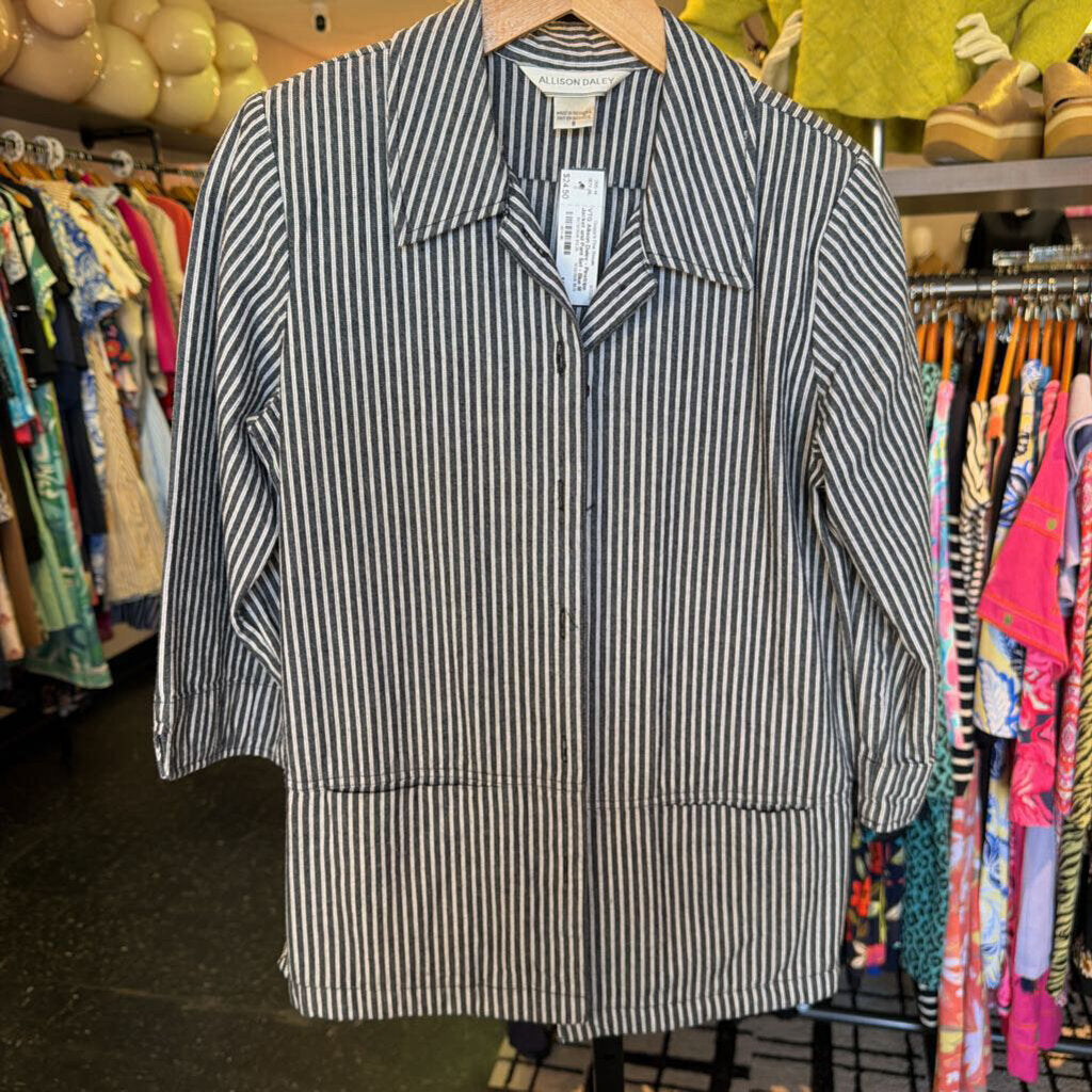 VTG Allison Daley - Pinstripe Jacket and Pant Set - Blue