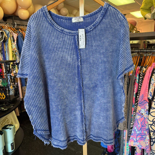 Zenana - SS Textured Top - Blue