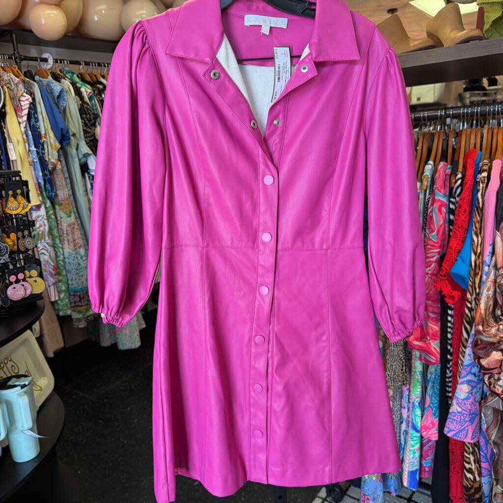 Karlie-Pink Vegan Leather Jacket