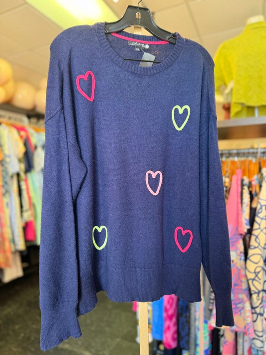 Charlie B - Heart Sweater - Navy