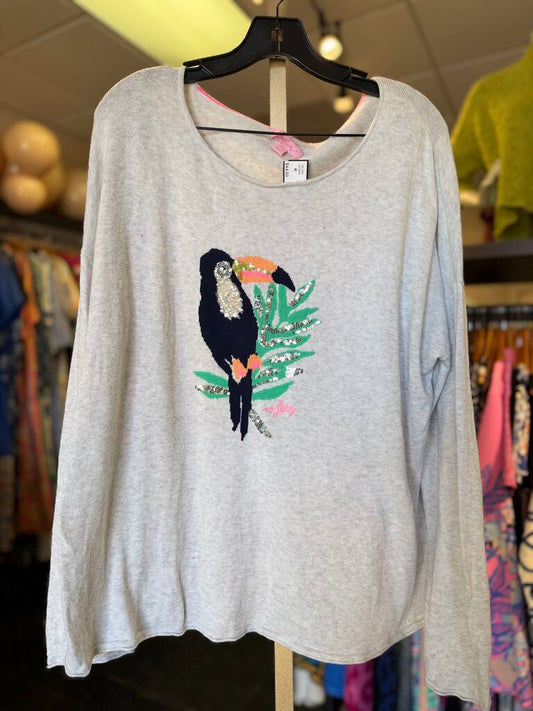 Lilly - Roselle Sweater in Toucan - Lt. Grey