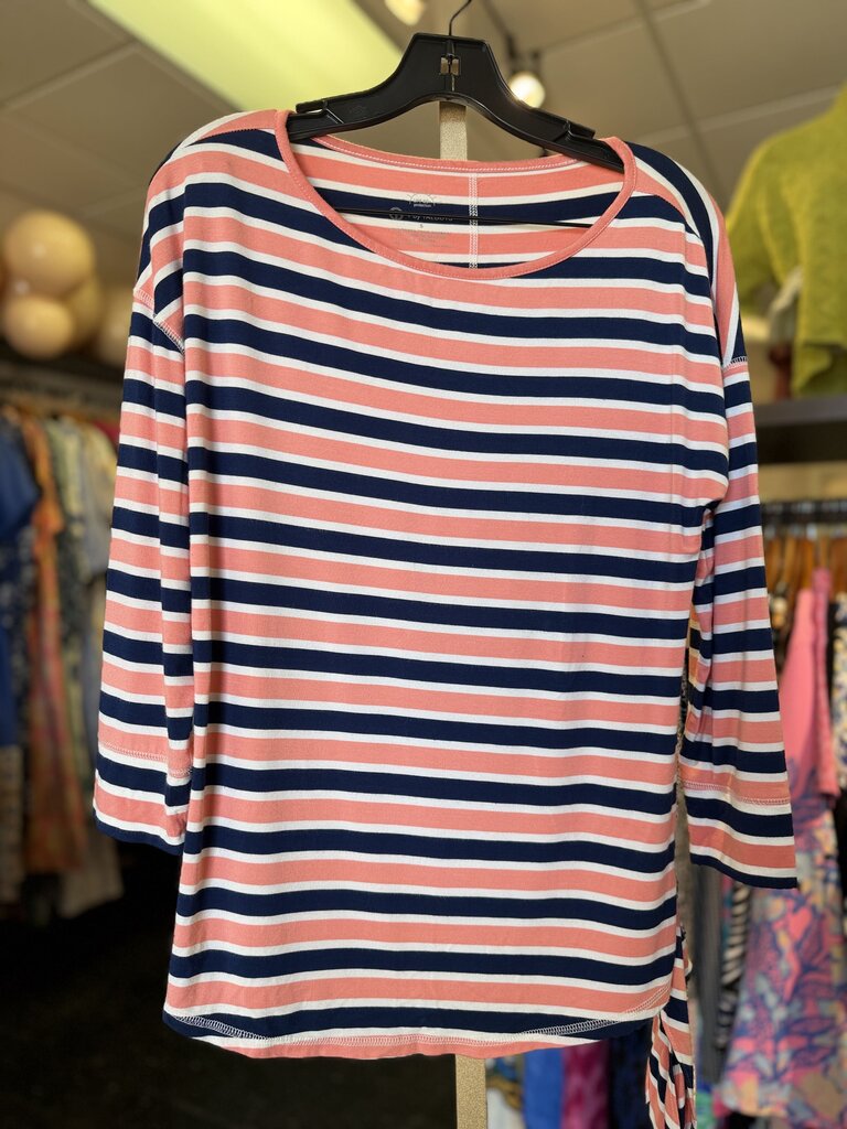 Talbots - Striped Casual Top - Pink/Navy