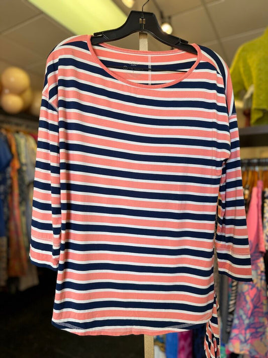 Talbots - Striped Casual Top - Pink/Navy