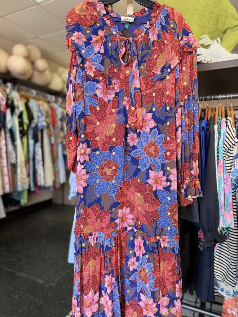 Farm Rio - Navy Garden Midi Dress