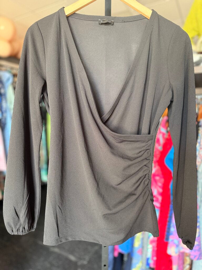 Talbots NWT - LS Black Wrap Top