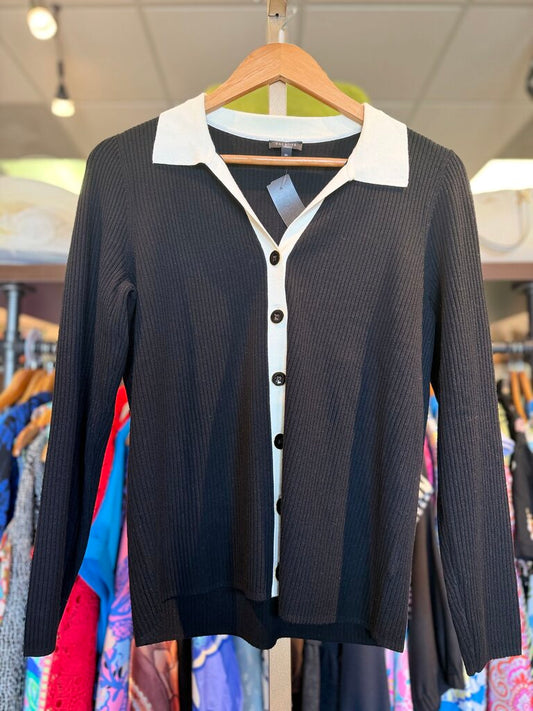 Talbots- Polo Cardigan- Black