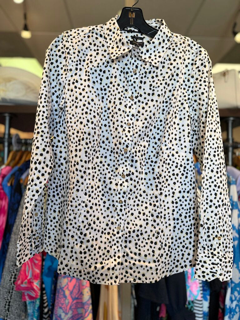 Talbots - Non Iron Perfect Shirt - Cheetah Foil Print