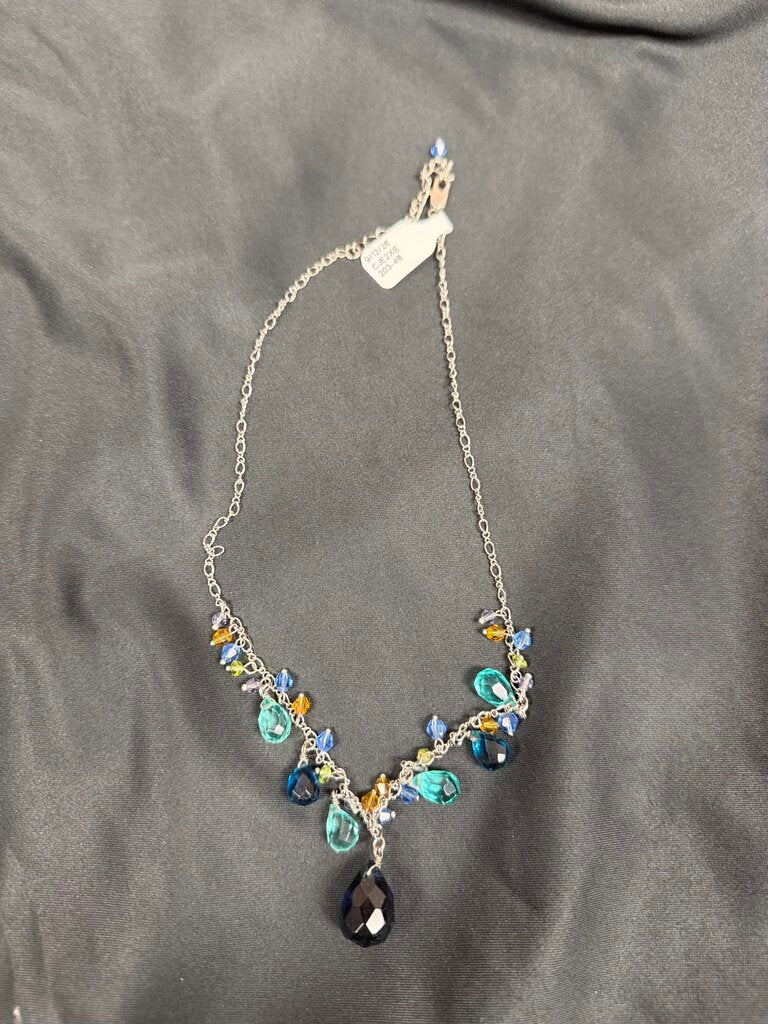 Beaded Necklace - Silver Tone