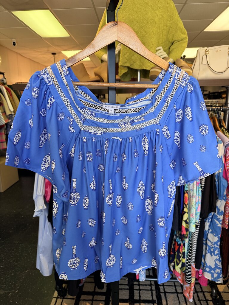 Mary Square NWT -Heidi Top | Ginger Jars Blue