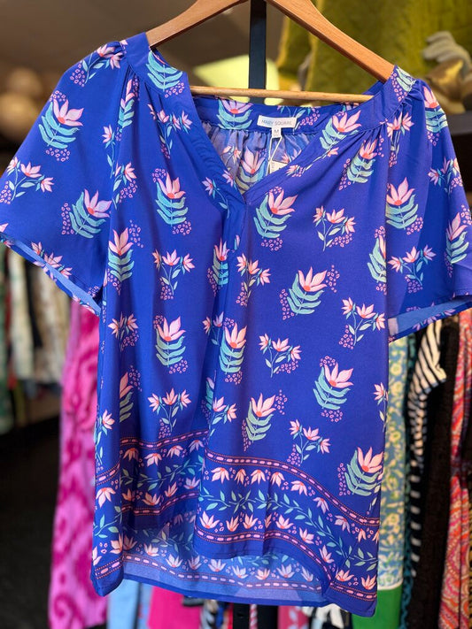 Mary Square NWT- Lori Top | Petal Keepsake Blue